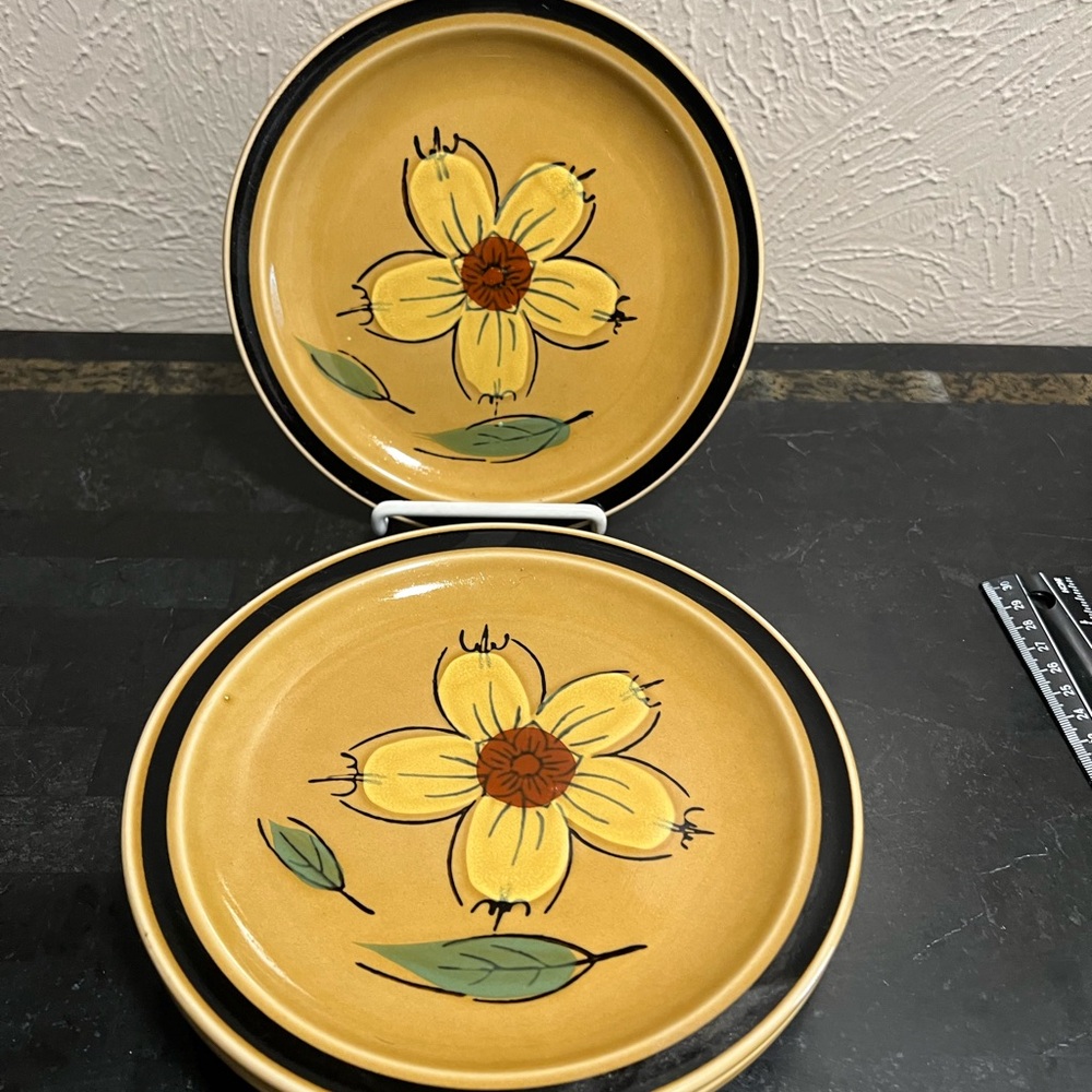 Set of 5 Vintage Salad Plates “Honey Flowers” by Designer Collection